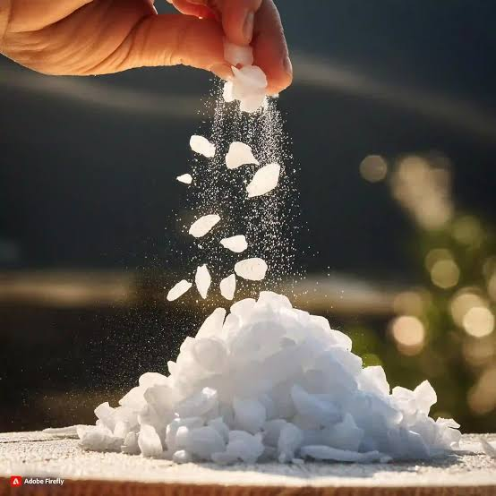 Illustrative white Caustic Soda flakes